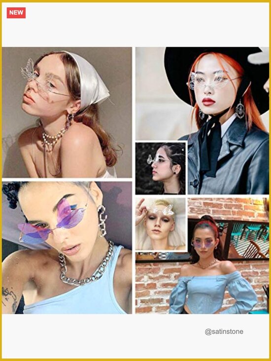 Rimless Rimless Butterfly Sunglasses Women Trendy Creative Disco Glasses main image 6